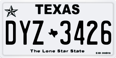 TX license plate DYZ3426