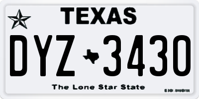 TX license plate DYZ3430