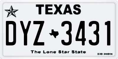 TX license plate DYZ3431