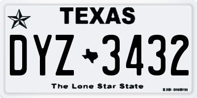 TX license plate DYZ3432