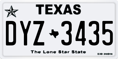 TX license plate DYZ3435
