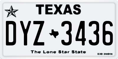 TX license plate DYZ3436