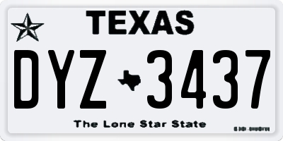 TX license plate DYZ3437