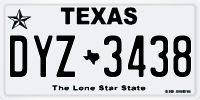 TX license plate DYZ3438