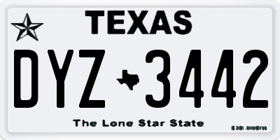 TX license plate DYZ3442