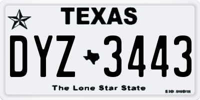 TX license plate DYZ3443
