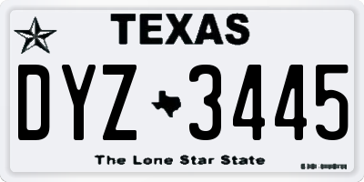 TX license plate DYZ3445