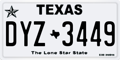 TX license plate DYZ3449