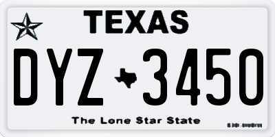TX license plate DYZ3450