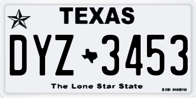 TX license plate DYZ3453