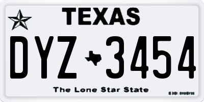 TX license plate DYZ3454