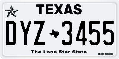 TX license plate DYZ3455