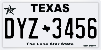 TX license plate DYZ3456