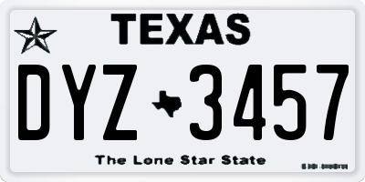 TX license plate DYZ3457