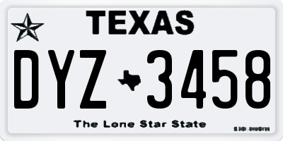 TX license plate DYZ3458