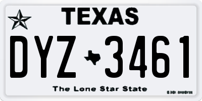 TX license plate DYZ3461