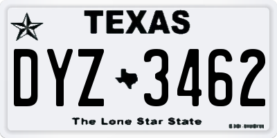 TX license plate DYZ3462