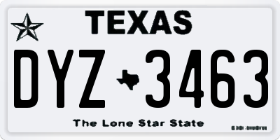 TX license plate DYZ3463