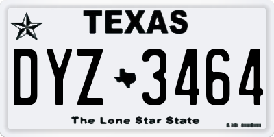 TX license plate DYZ3464