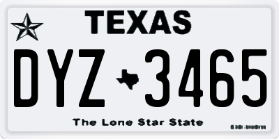 TX license plate DYZ3465