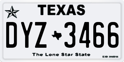 TX license plate DYZ3466