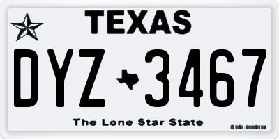 TX license plate DYZ3467