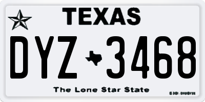 TX license plate DYZ3468