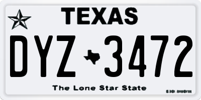 TX license plate DYZ3472