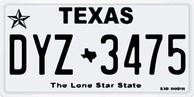TX license plate DYZ3475