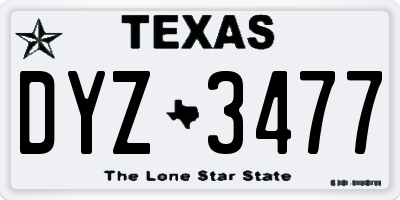 TX license plate DYZ3477