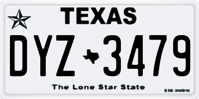 TX license plate DYZ3479