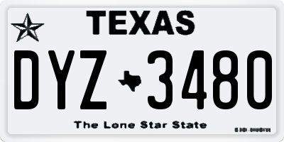 TX license plate DYZ3480