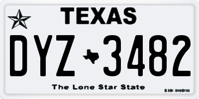 TX license plate DYZ3482