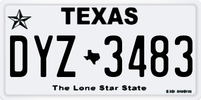 TX license plate DYZ3483