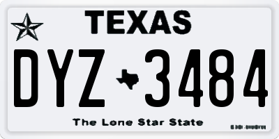 TX license plate DYZ3484