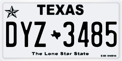 TX license plate DYZ3485