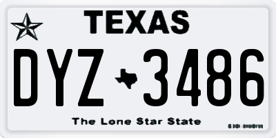 TX license plate DYZ3486