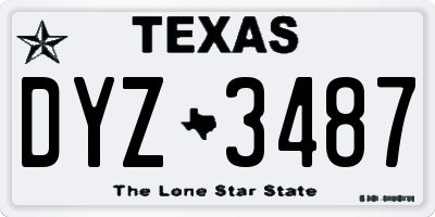 TX license plate DYZ3487