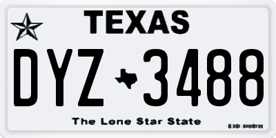 TX license plate DYZ3488