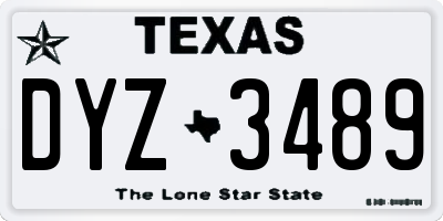 TX license plate DYZ3489