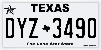 TX license plate DYZ3490