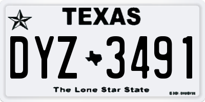 TX license plate DYZ3491