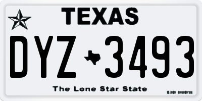 TX license plate DYZ3493