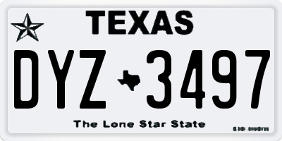 TX license plate DYZ3497