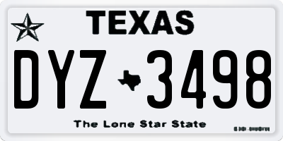 TX license plate DYZ3498