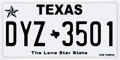 TX license plate DYZ3501