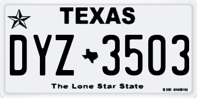 TX license plate DYZ3503