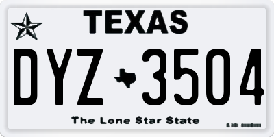 TX license plate DYZ3504