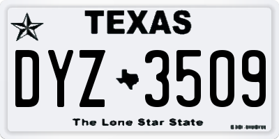 TX license plate DYZ3509