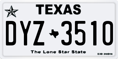 TX license plate DYZ3510